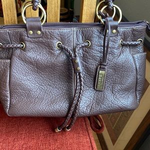 Chaps hand bag all leather rich brown color